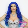 Long 60cm Azure Synthetic Lace-Front Wig