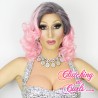 Short 25cm Curly Pink Ombré Synthetic Lace-Front Wig